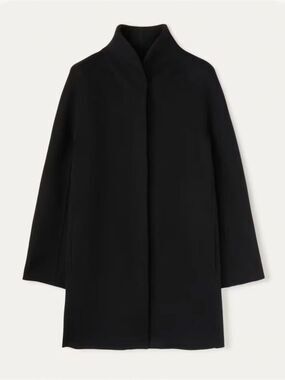 Classic Black Stand-Collar 100% royal cashmere Trench Coat